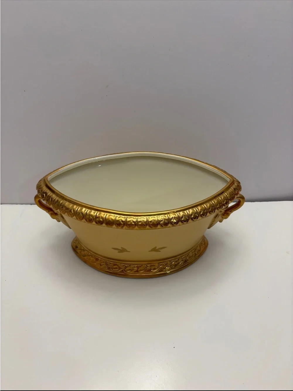 Vintage Paris royal yellow and golden color planter/vase decor